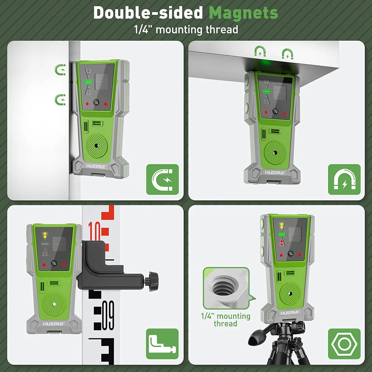 Huepar LR-6RG Détecteur Niveau Laser Pour Laser à Ipulsions, Nuérique
