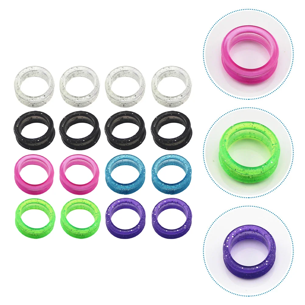 

16 Pcs Scissors Silicone Ring Hairdressing Accessories Finger Rings Silica Gel Anti-skid Colored