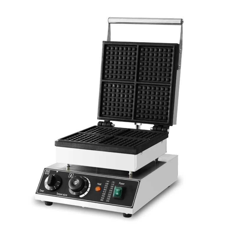 

Commercial 4pcs square waffle maker machine telfon no-stick iron plate waffle toaster baker