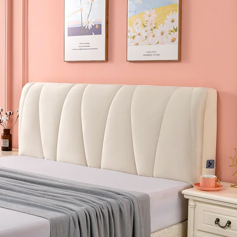 Thicken Velvet Plush Quilted Headboard Cover Soft Skin-friendly Elastic Bed Head Cover Dustproof Headboard Protector