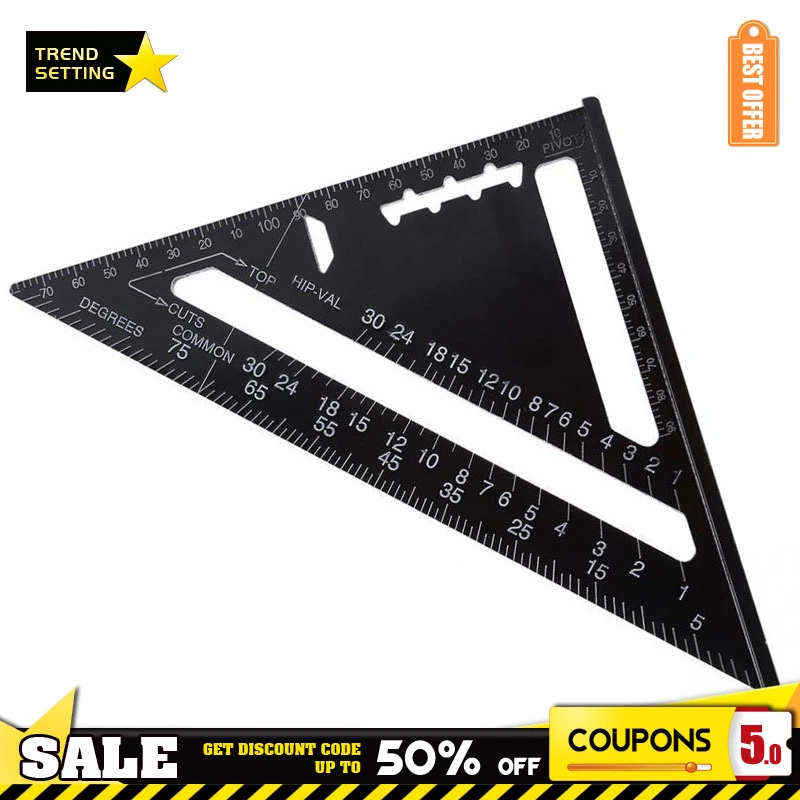 Aluminum Black Angle Roofing Protractor Triangle Ruler Angle