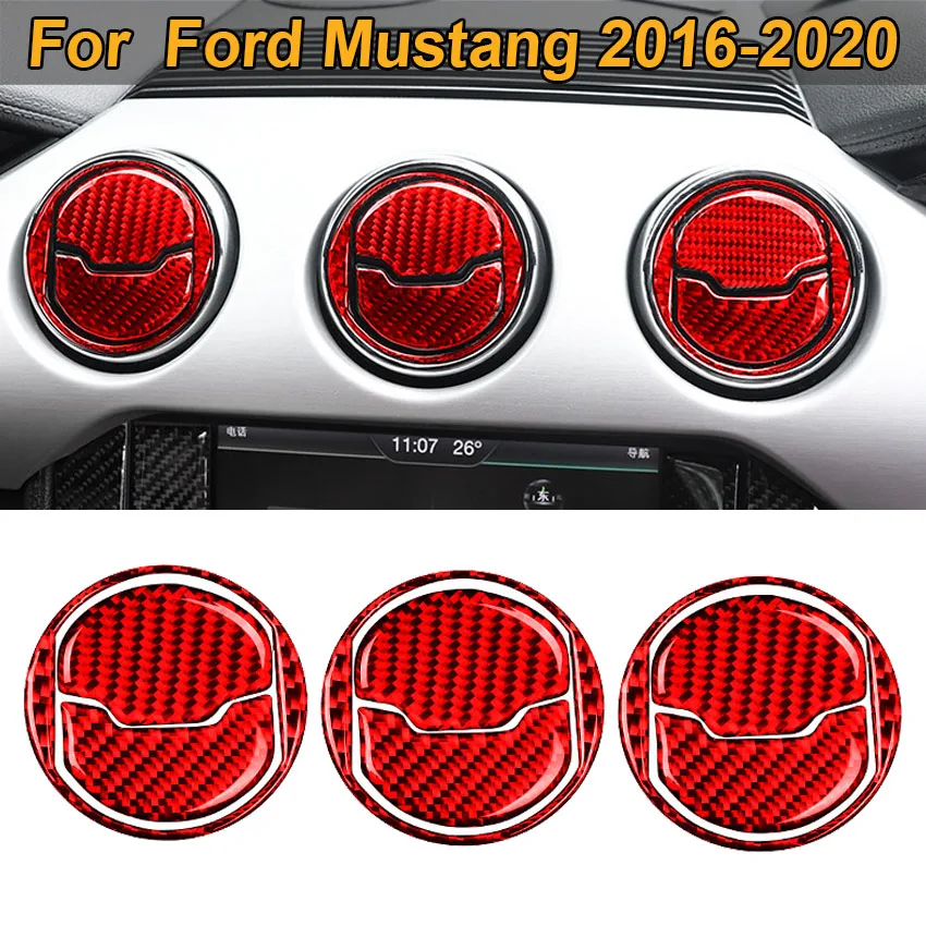 

For Ford Mustang 2015 2016 2017 2018 2019 2020 Carbon Fiber Interior Air Vent Outlet Cover Trim Sticker Decor Car Accessories