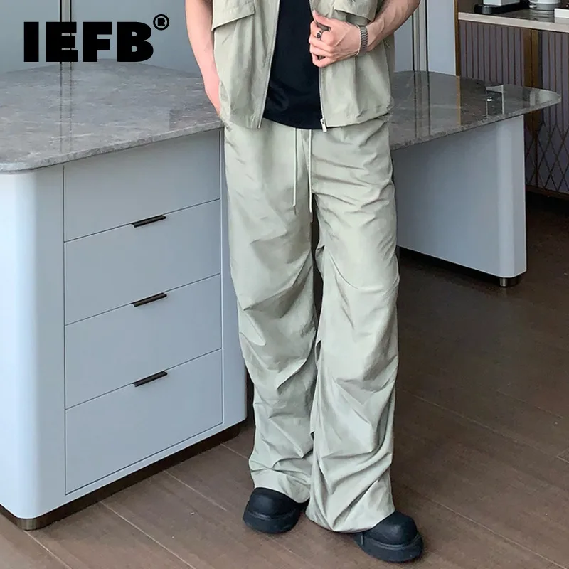

Новые мужские повседневные брюки IEFB со складками, с эластичным поясом, прямые свободные мужские штаны, простая Осенняя мужская одежда 2024 9C6796