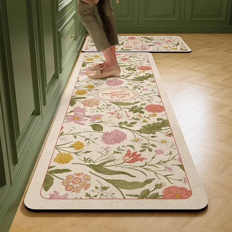 Kitchen Floor Mat Anti-slip Water-absorbent Carpet Soft Diatom Mud Absorbent Foot Mats Non-slip Home Decoration Long Rug 주방바닥매트 2