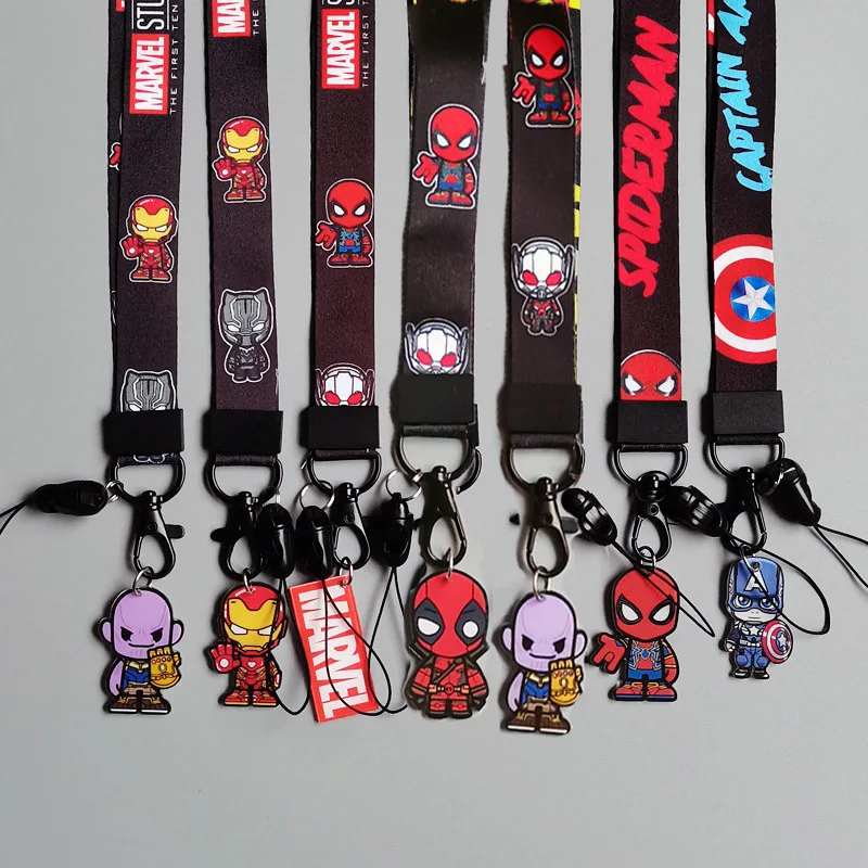 

Disney Marvel Spiderman Lanyard Keys Anime Figure Mickey Avengers Cartoon Dolls Mobile Phone Lanyard Pendant Key Chain Toys Gift