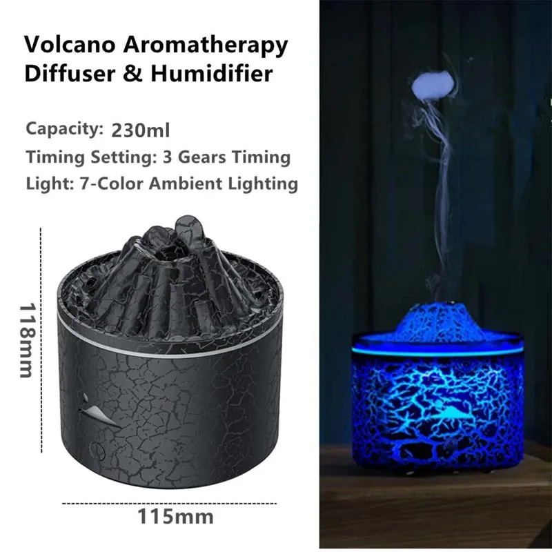 Usb Flame Air Humidifier Aroma Diffuser 7 Colorful Led Light Jellyfish Smoke Ring Essential Oil Aromatherapy Volcano Diffuser