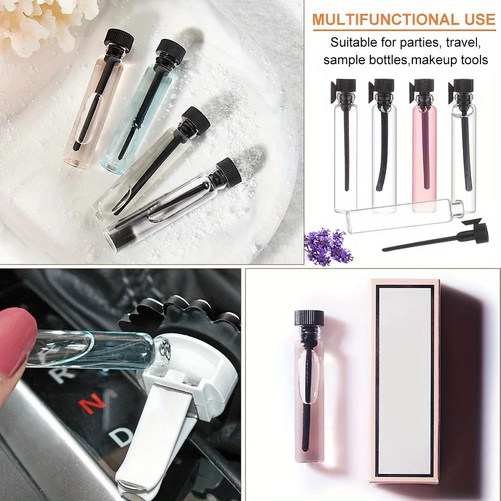 100Pcs+10 Accessories 1ml Glass Refillable Perfume Sample with 100 Dropper Bottles, 10 0.5ml Pipettes