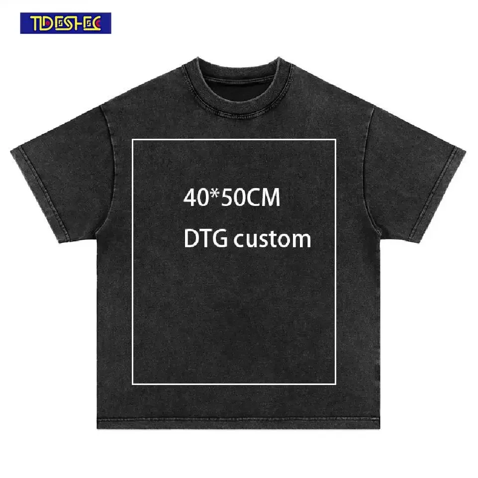 TIDESHEC HipHop T Shirt Streetwear DTG Custom Grafiken Baumwolle Männer Oversize Harajuku Männer Vintage Benutzerdefinierte Kurzen Ärmeln