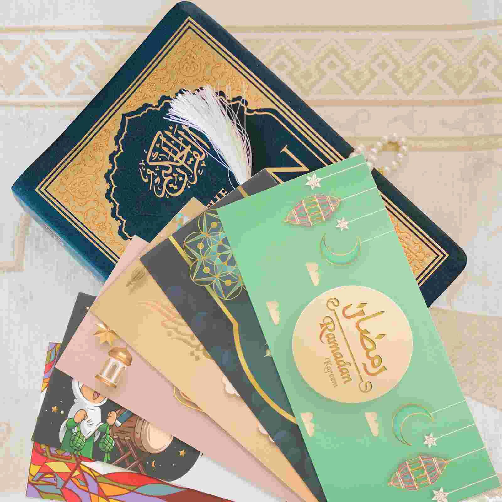 Eid 축제 라마단 카드용 빨간 봉투, 인사 가방, 프리미엄 종이 파티 필러, 빈 휴일 선물, 6 개