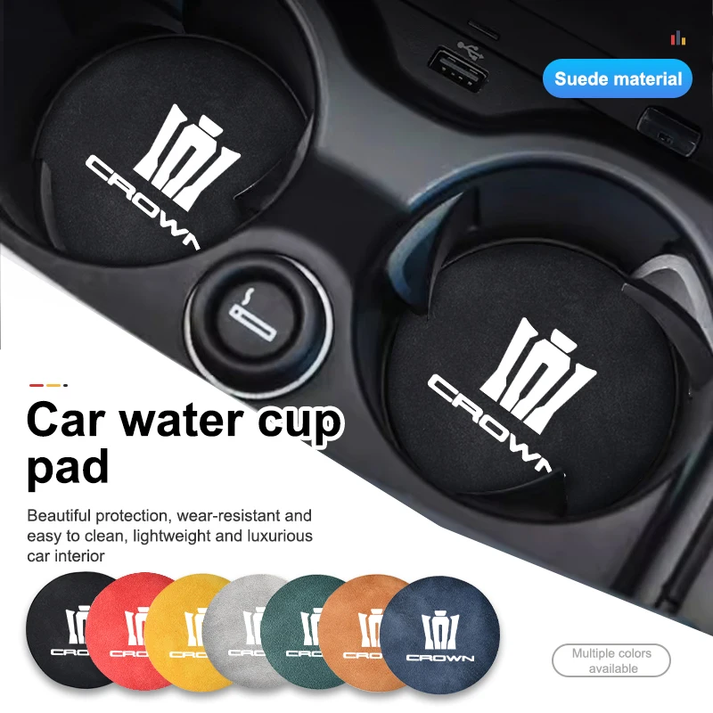 Suede Car Coaster Anti-slip Water Cup Heat Insulation Mat Decor For Toyota Crown S170 Athlete 1999-2005