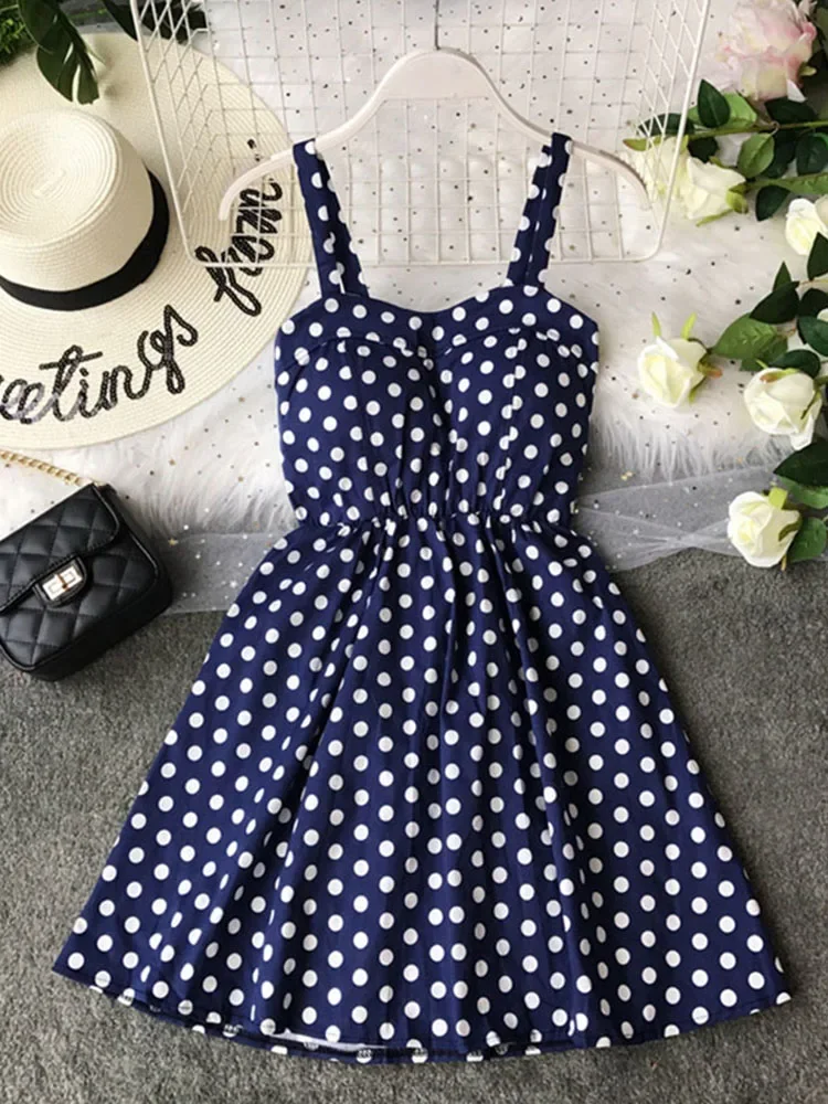 Summer New Women's Floral Sling Dress with Chest Pad A-Line