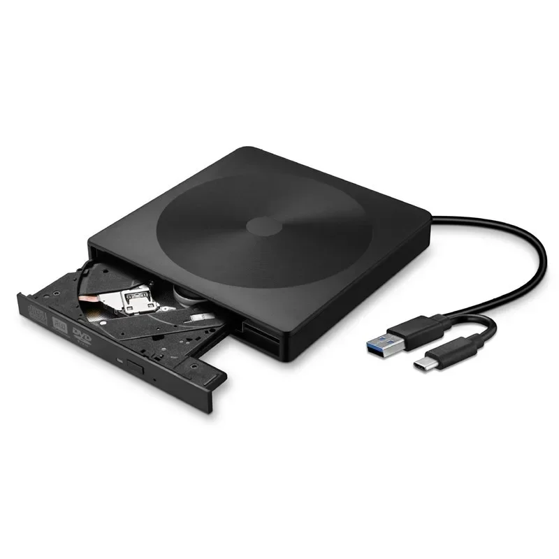 External CD/DVD Drive for Laptop with USB 3.0 & Type-C, Portable DVD Player Burner, Cd Rom External Drive, Cd Drive External Usb
