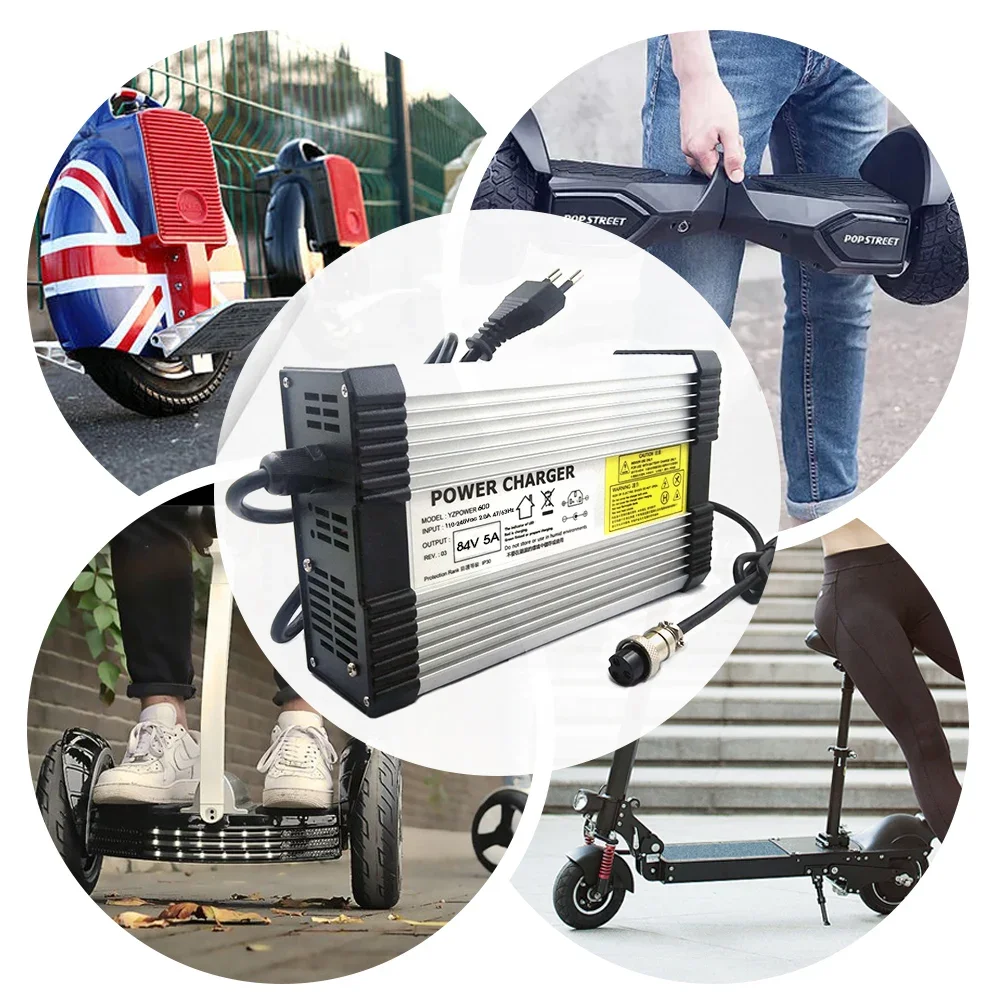 YZPOWER 84V 5A 20S Lithium-Batterie Ladegerät mit Ausgang Stecker für 72V Elektrische Fahrrad Schnelle Lade mit fans – Detail 8