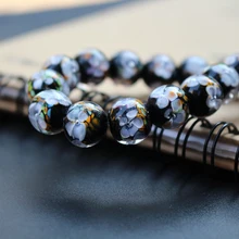  10Pcs 12mm Handmade Flowers Lampwork Glass Beads Ocean Blue Pink for jewelry Bracelet Necklace Earring Charms DIY Craft Making 