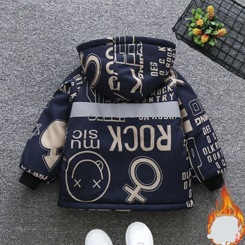 

Boys Down Parkas Coats Winter 2023 Children Thick Velvet Hoodies Jackets For Baby 7 years Outdoors Clothes Kids Warm Outerwear