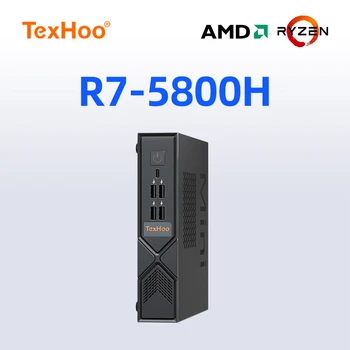 TexHoo Mini PC Computer for Games AMD R7 5800H 5700U R3 4300U Processor Windows 11 Pro DDR4 NVME WIFI6 HDMI VGA 1