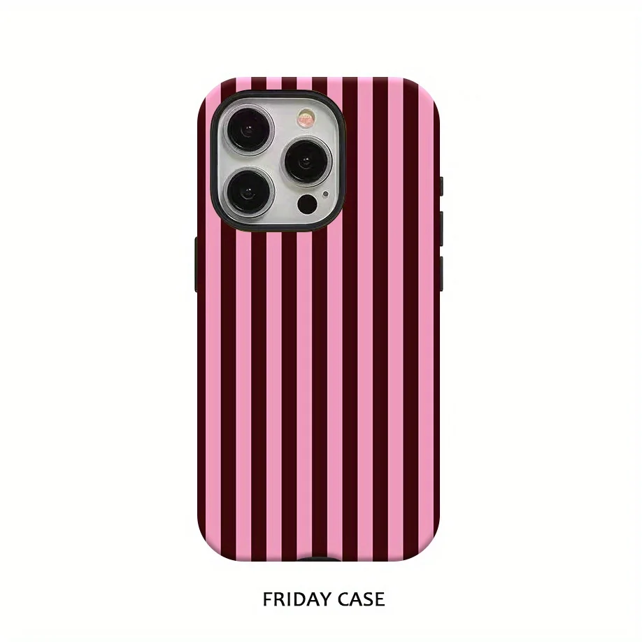 Luxury Fashionable Striped Black Double-Layer Phone Case Cover