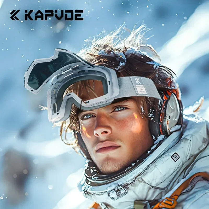 Winter Kapvoe Anti-Fog Mask for Men Ski Goggle UV400 Protection Snow Glasses Photochromic Snowboard Women Eyewear Kit Snowmobile 2