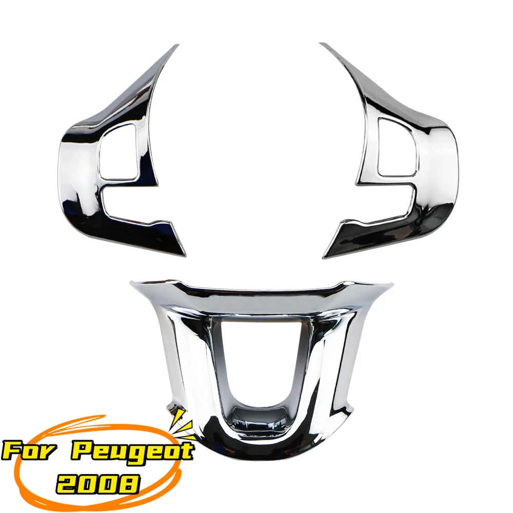 Car Steering Wheel Decoration Cover Trim Sticker Fit for Peugeot 2008 208 2014 2015 ABS Accessories