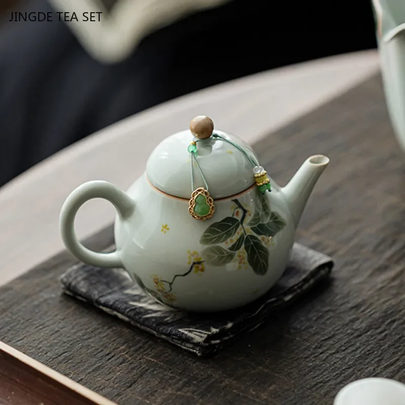 150ml High-end Under-glaze Color Ceramic Teapot Handmade Exquisite Ball Hole Filter Tea Infuser Custom Chinese Tea Set Gifts