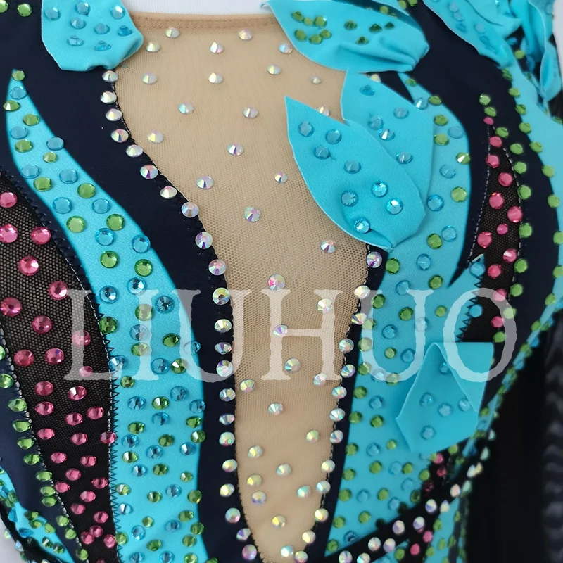 LIUHUO Vestito da Pattinaggio di Figura di Ghiaccio per Ragazze e Donne