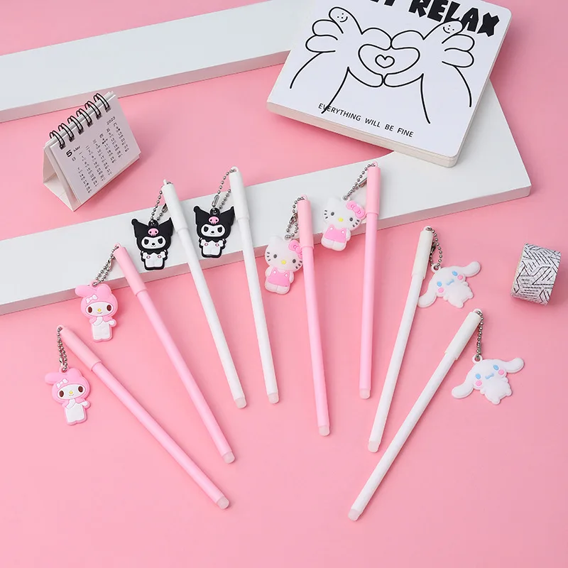 4Psc Set Sanrio Hello Kitty Gel Pens Girls Stationery Press Pen Kawaii Pink  Student Dedicated Pen School Supplies Children Gift