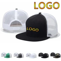 New Custom Logo Adjustable Unisex Mesh Flat Brim Baseball Caps Hip Hop for Men Snapback Trucker Cap Women Casual Shade Dad Hat 1