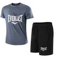 Ensemble 2 pièces T-shirt et short pour homme EVERLAST – Tenue de sport décontractée à manches courtes pour le jogging et la gym, avec imprimé de marque 5