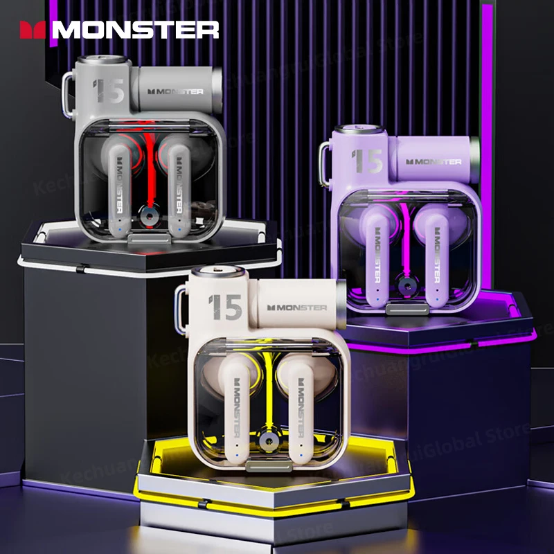 

Беспроводные наушники Monster XKT15 с Bluetooth 5,3, игровые наушники, игровая гарнитура с уникальным дизайном, TWS наушники с шумоподавлением, Новинка