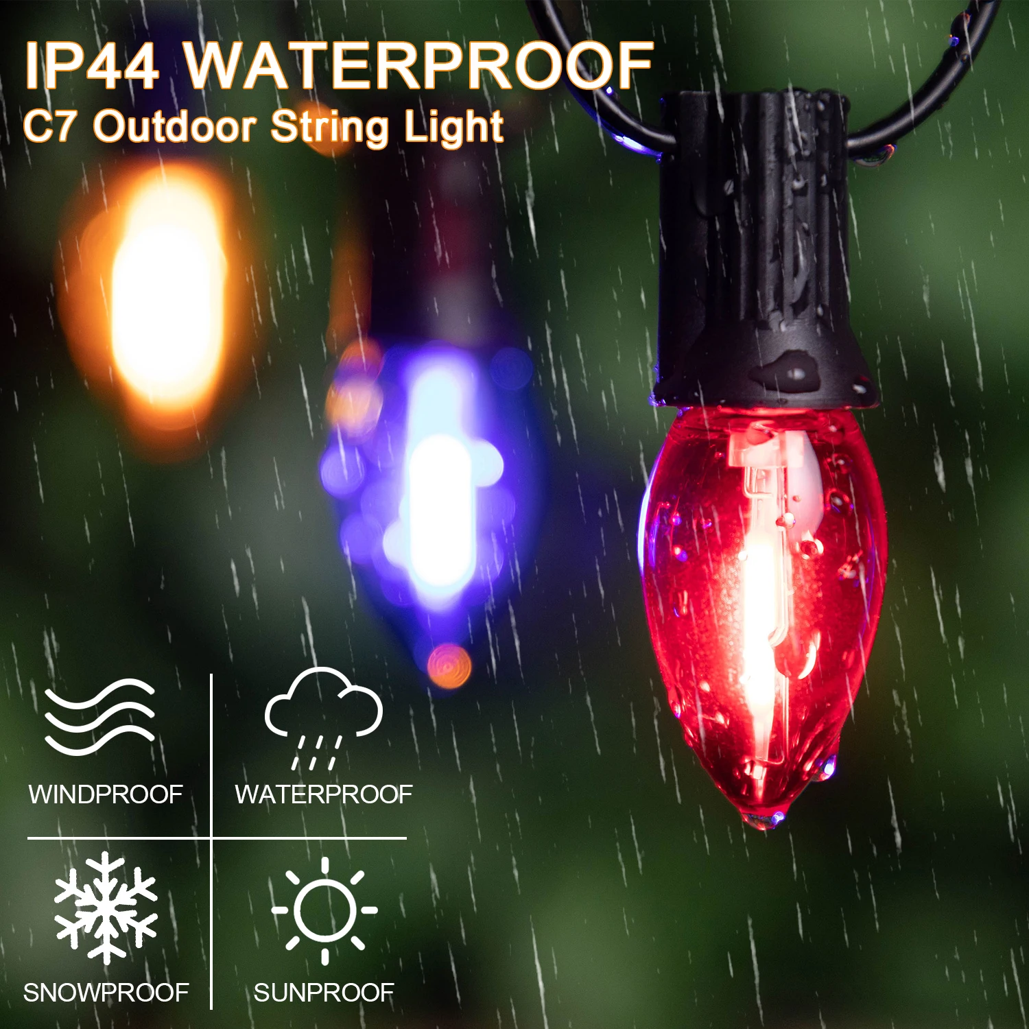 Christmas Outdoor String Lights 25ft 65ft Plastic C7 Colored Shatterproof Saf4c05238f654efb962d067faae1db4dB