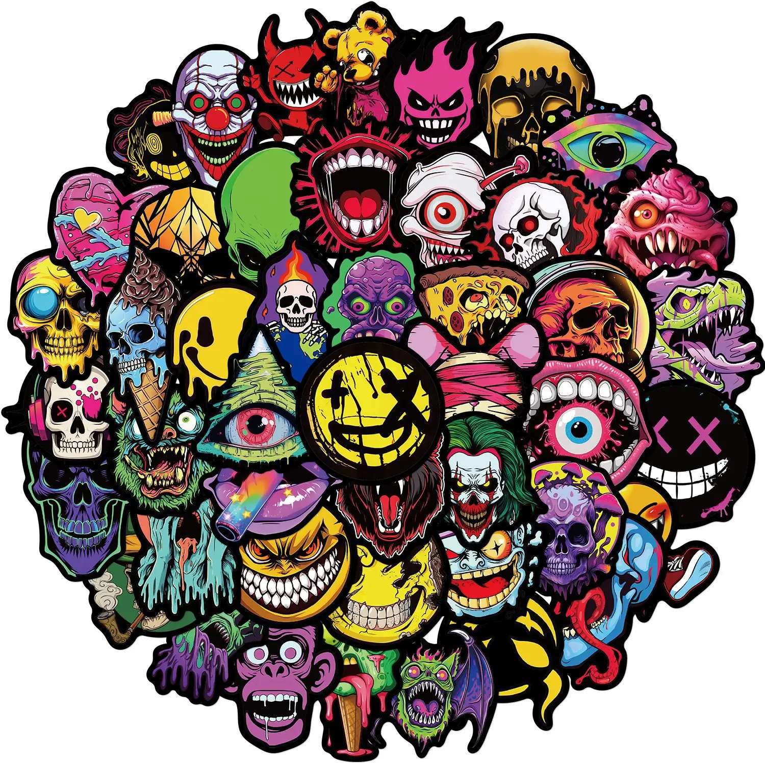 

10/25/50Pcs Cool Horror Skull Stickers Waterproof for Skateboard Guitar Car Skateboard Motorcycle Helmet Decals Graffiti Toys