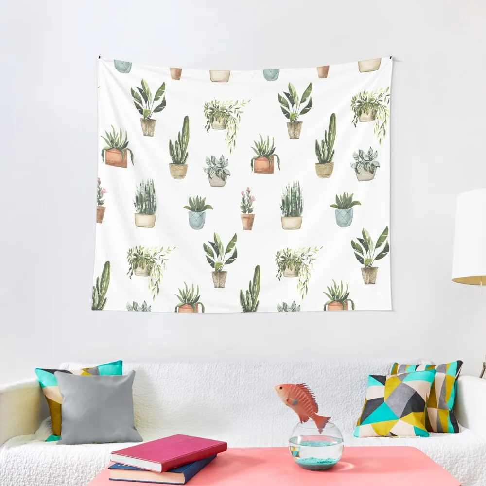 

Potted Plants Watercolor Pattern Tapestry Bathroom Decor Nordic Home Decor Room Design