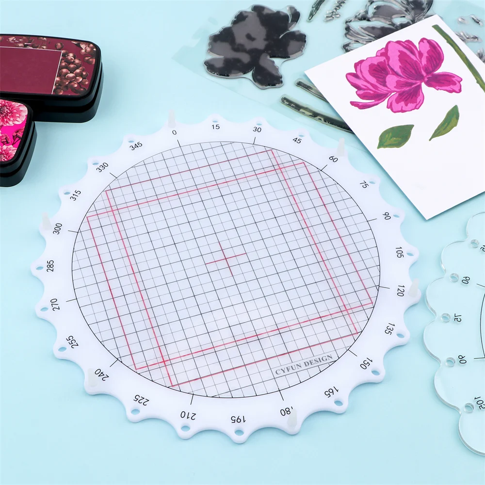 9.5inch/24cm Rotating Stamping Platform-Stamp & Spin Tool for Circular Designs, Stamping Positioning Tool with 24 Equal Interv