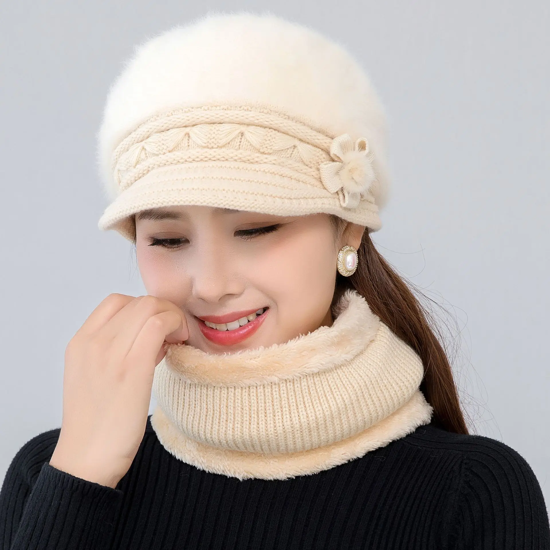 Women’s Winter Faux Fur Hat & Scarf Set 6