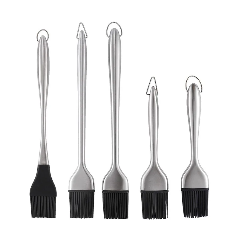 Stainless Steel Hollow Handle Silicone Brush, High Temperature Resistance, Barbecue Grease, Kitchen Cake Baking Cream Brush