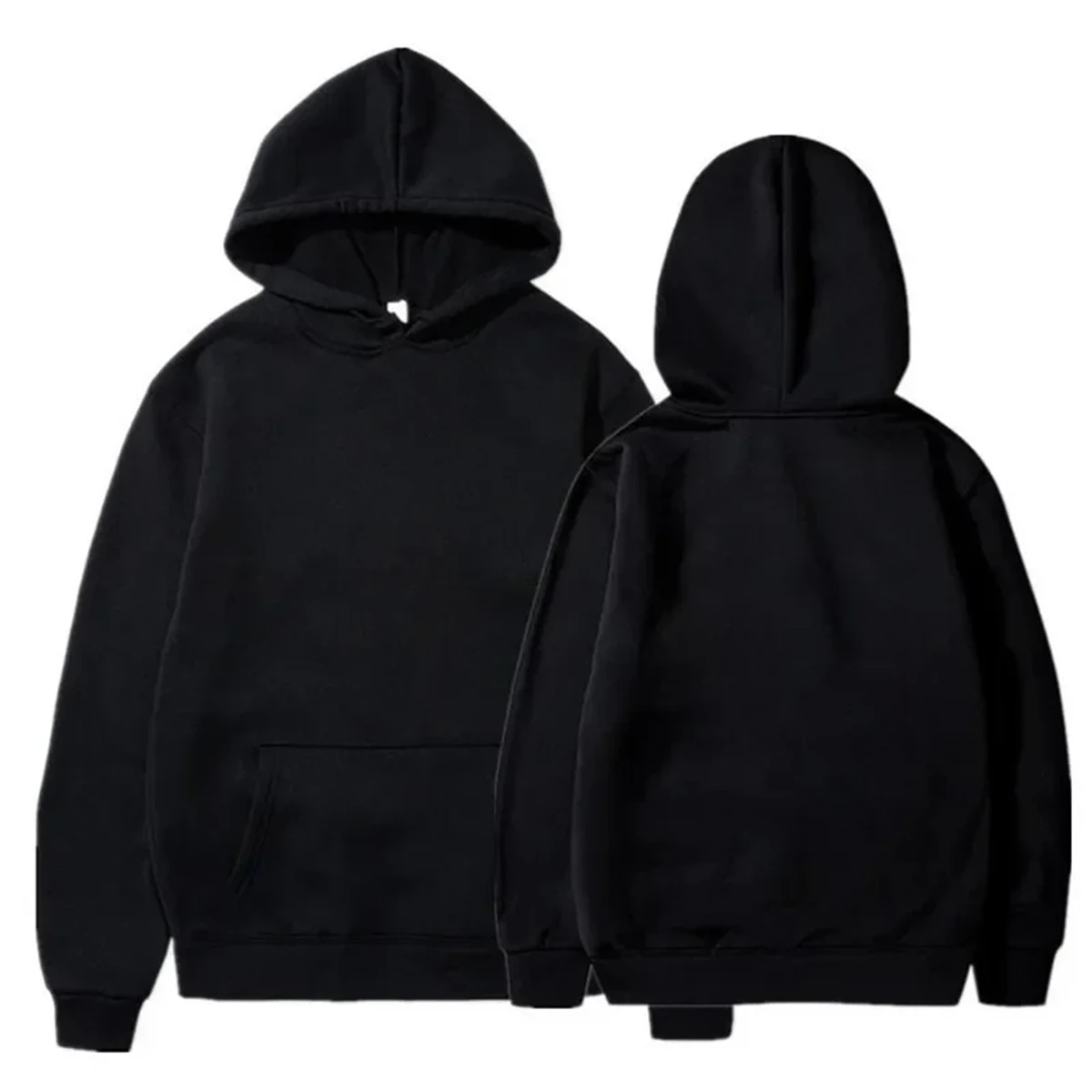

2024 New Fashion Hip Hop Solid Color Pullover Hoodie Y2K Men's and Women's Brushed Sports Casual Sweater