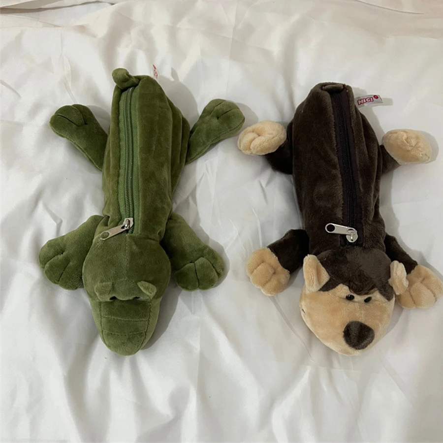 حقيبة أقلام على شكل تمساح من القطيفة على شكل ضفدع...