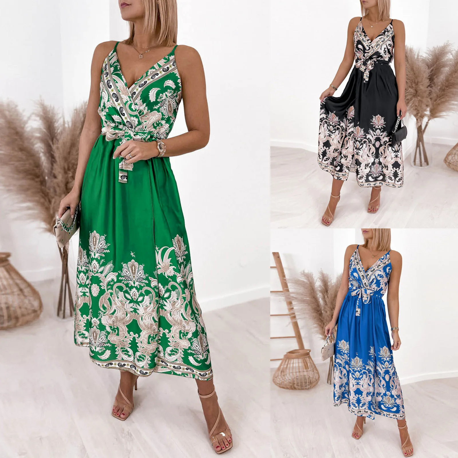 Robe Patineuse Légère Rafferiza Robe D'été Décontractée Pour Femmes Avec Bretelles Spaghetti Tenue Légère Respirante Nylon élasthanne