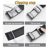 Leather belt men High Quality Genuine Leather Belts, Automatic Buckle Belt, Adjustable No Hole Belt Jeans Belt for Men 6
