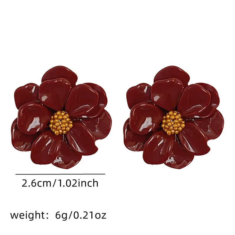 Exquisite weiße Blumen-Ohrstecker für Damen, modisch, charmant, süße Kamelienblütenblätter, unregelmäßige Ohrringe, Party-Schmuck, Geschenke – Detail 7