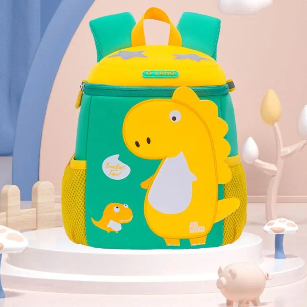 

With Cute Dinosaur Patterns Children's Schoolbag Polychromatic Waterproof Toddler Bucket Bag Shoulder Straps Adjustable