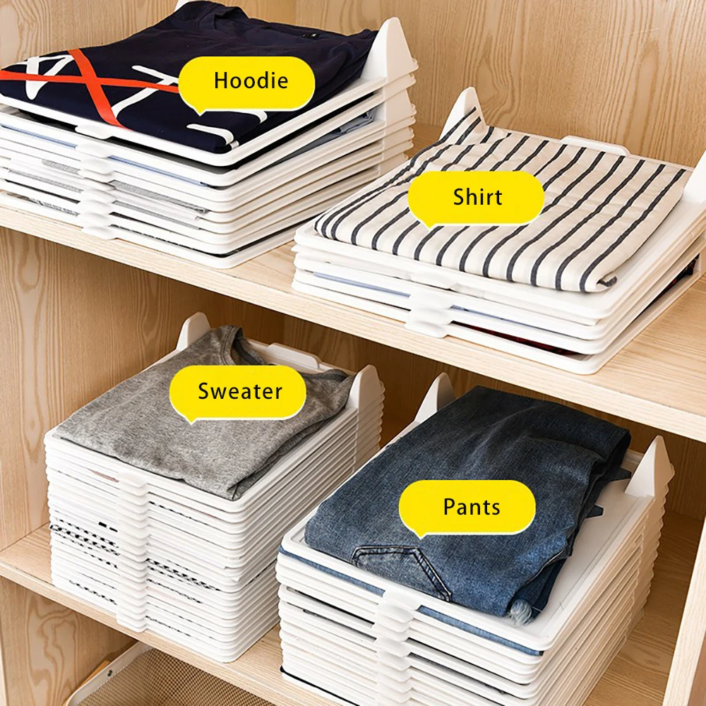 Layered Folding Clothes Storage Board  Pants T-Shirt Organizer Rack for Home Wardrobe Short Sleeve Classification Stacking Board 3