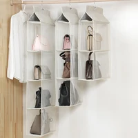 Wardrobe Closet Transparent Storage Bag Hanging Handbag Organizer Sundry Shoe Bag with Hanger Pouch Transparent Storage 1