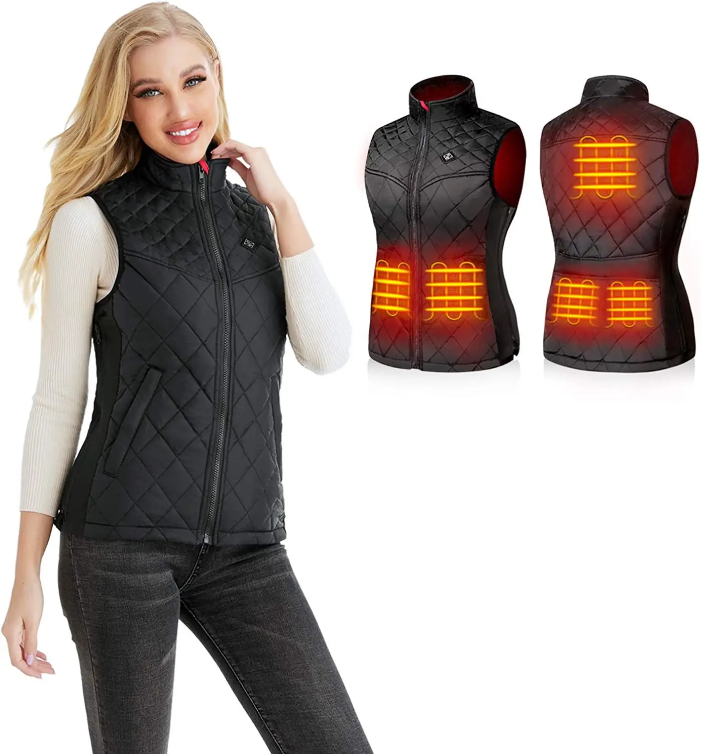 

2022 Women Heating Vest Autumn and Winter Cotton Vest USB Infrared Electric Heating suit Flexible Thermal Winter Warm Jacket