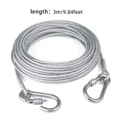 Heavy - Duty Double Steel Wire Rope Dog Leash - Anti - Bite Tie Out Cable (3m)