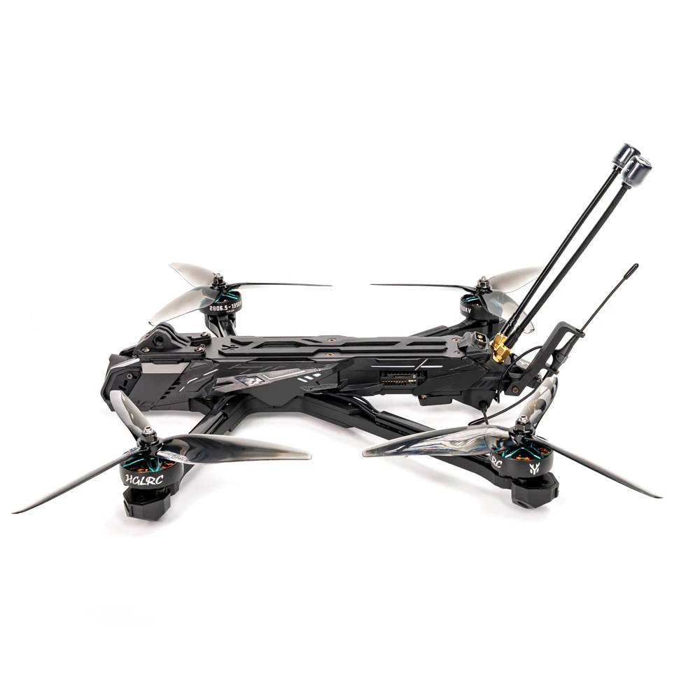 Détail des poignées ergonomiques de la radiocommande drone FPV analog ELRS 2.4G/915MHz, châssis haute résistance renforcé