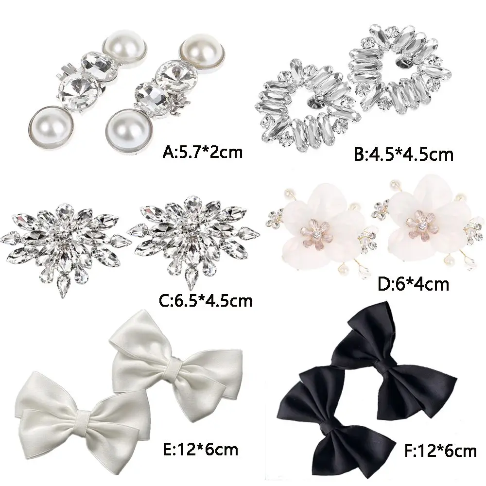 2pcs Shoe Clip Wedding Shoes High Heel Women Bride Decoration Rhinestone Shiny Decorative Clips Silk Flower Charm Buckle