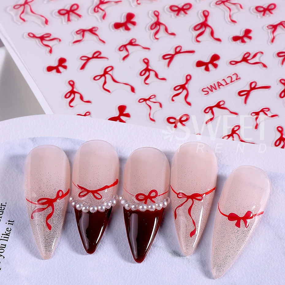 Bowknot Ribbon Design Stickers on Nails