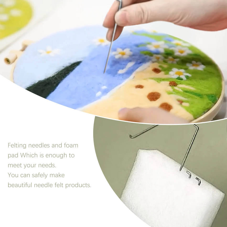 Needle Felting Painting Kit Needle Felting Kit Wool Felting Kit Lavender DIY Wool Felting Painting With Embroidery Frame 20x20cm Balloon Needle Wool Painting Picture For DIY Gift