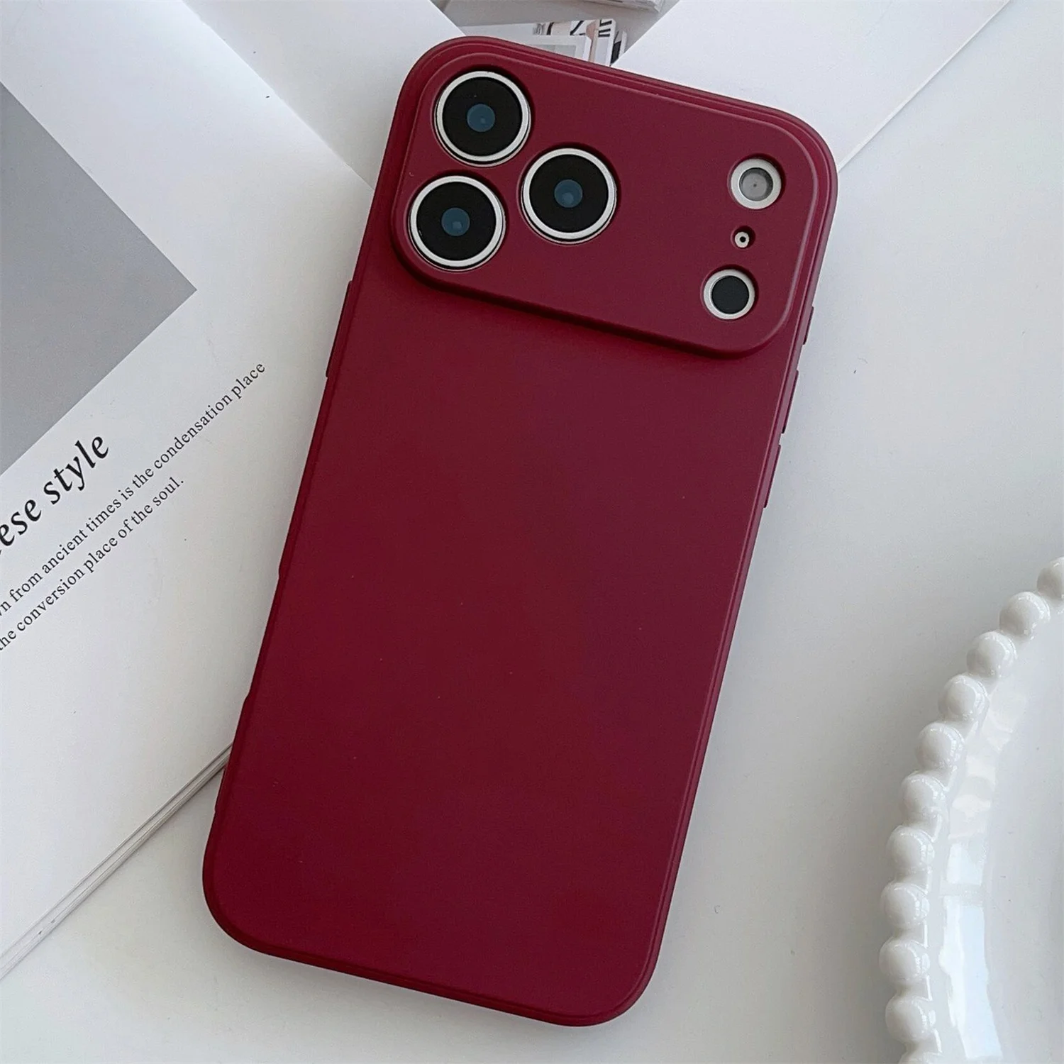 Premium Liquid Silicone Soft Back Cover with Straight Edge Lens Protection